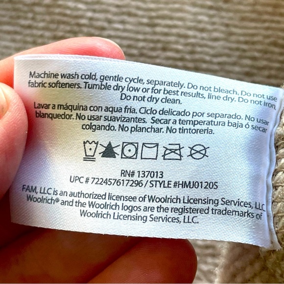 Woolrich Knit Fleece Sweatshirt V-Neck Cream Large - Picture 11 of 13